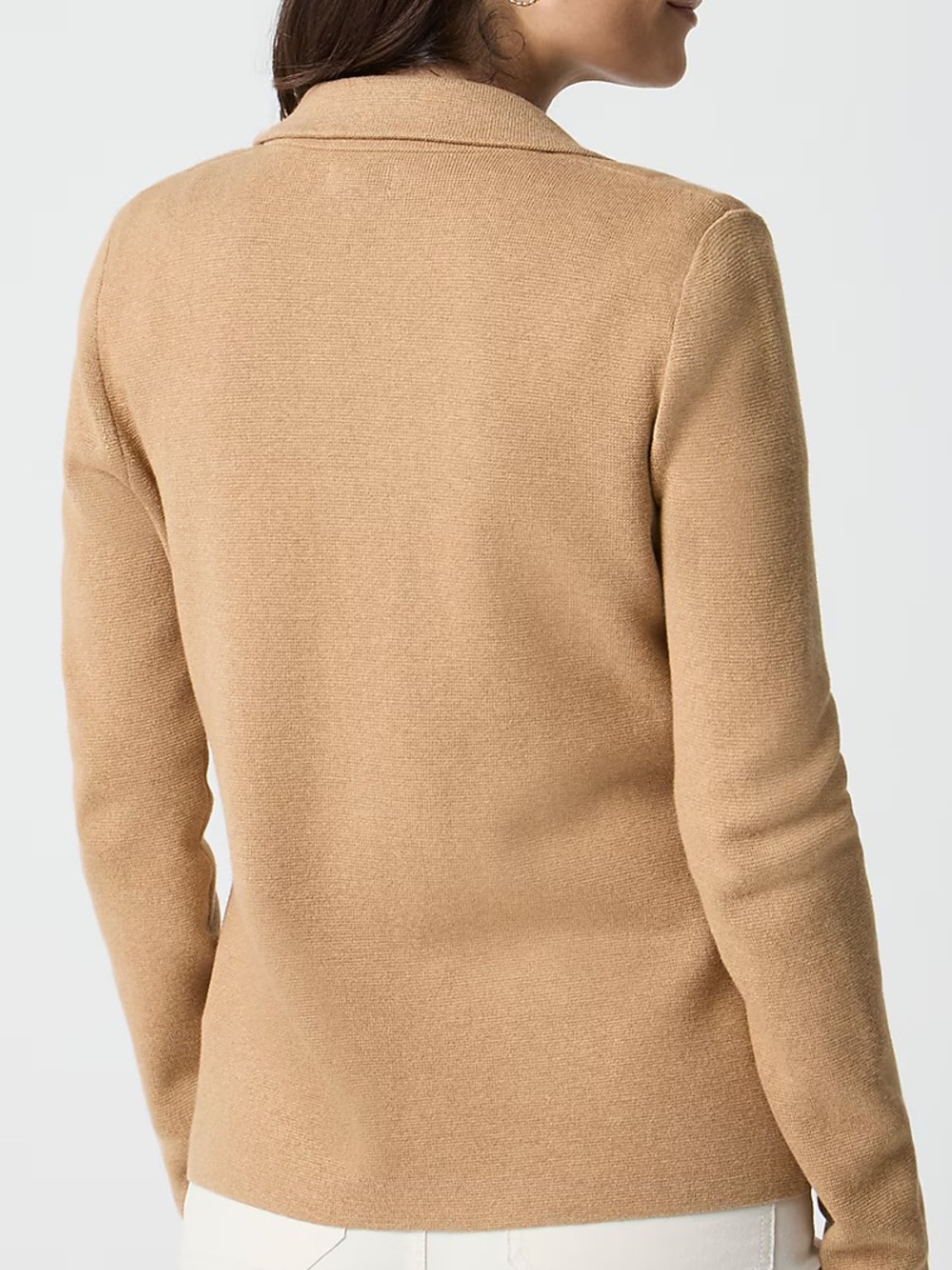 J. Crew Factory Acorn Camel One Button Knit Schoolboy sweater Blazer Cardigan M - Picture 3 of 12